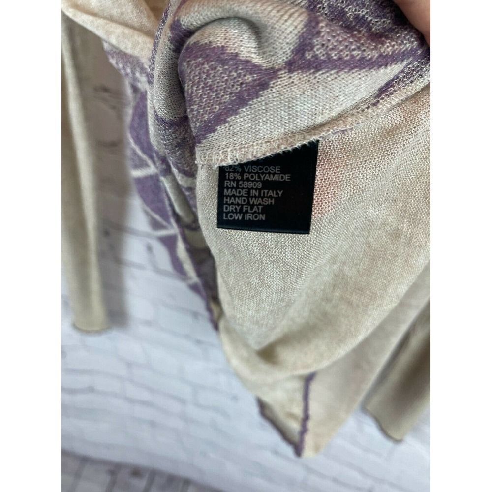 ANTONIO MELANI violet beige knit collarless top pullover long sleeve sweater L - Picture 8 of 8